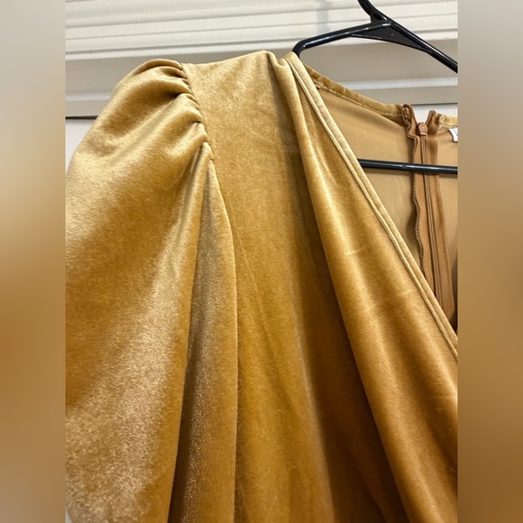 NWT Elegant Velvet Dress in Gold Velvet - Picture 2 of 8